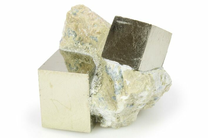 Two Natural Pyrite Cubes In Rock - Navajun, Spain #265303